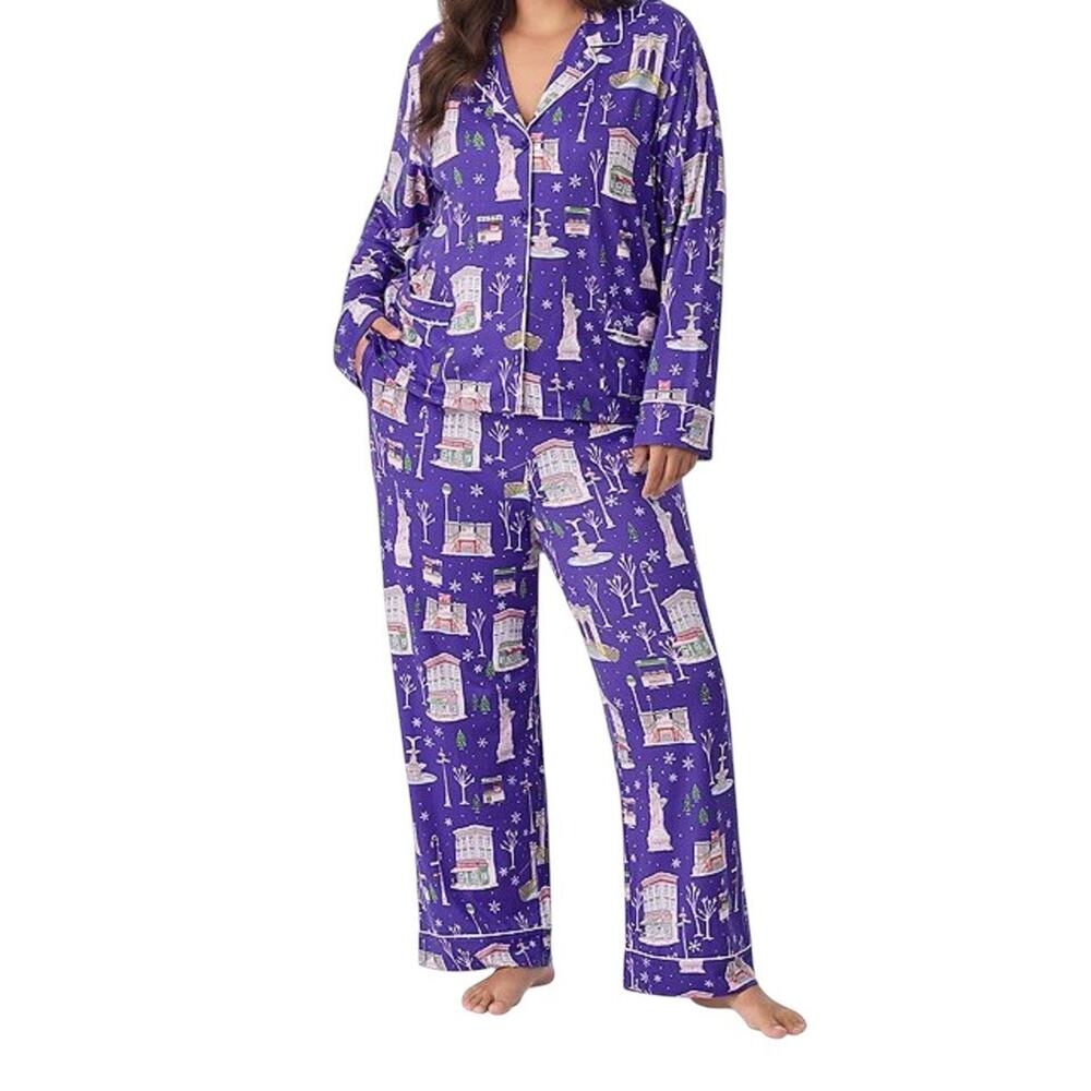 Beauty Sleep Social pajamas Set women's pockets Holiday tree SZ/2X